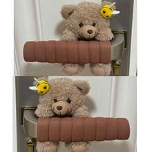 柔软防撞防静电小熊造型门把手套，可爱小熊设计，适用于卧室和公寓门，材质柔软，安装简便（无需配件） - 彩色 - 查看 8