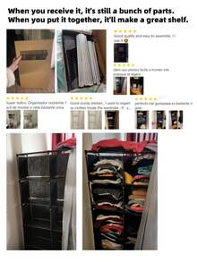 1 Stück tragbarer Kleiderschrank, multifunktionales Würfel-Bücherregal-Kleiderschrank, 80 cm x 40 cm freistehendes Kleiderorganizer mit Vorhang, Aufbewahrungsregal für Schlafzimmer, Wohnzimmer, Küche, Büro, Feiertags-Dekoration, Weihnachtsgeschenk - Verschiedenfarbig - Übersicht 3