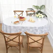 Likiyol White Vinyl Tablecloth, Oval Lace Tablecloth, Heavy Duty Vinyl Table Cloth, Stain-Resistant Wipeable Table Protector For Kitchen And Dining Room, Oval-55\X84\ - White - 查看 3