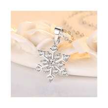 NanMuc Christmas 925 Sterling Silver Snowflake Pendant Necklace With Blue Ctystal Jewelry New Year Holiday For Women 18inch Chain - White - 查看 6