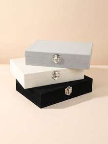 1pc Deluxe Large Capacity Jewelry Organizer Box, Velvet Locked Jewelry Box, Jewelry Storage And Display Box, Necklace, Ring, Earring, Bracelet Storage Accessory, Jewelry Storage Container, Gift For Women, Holiday Gift, Valentine's Day Gift. - Multicolor - View 4