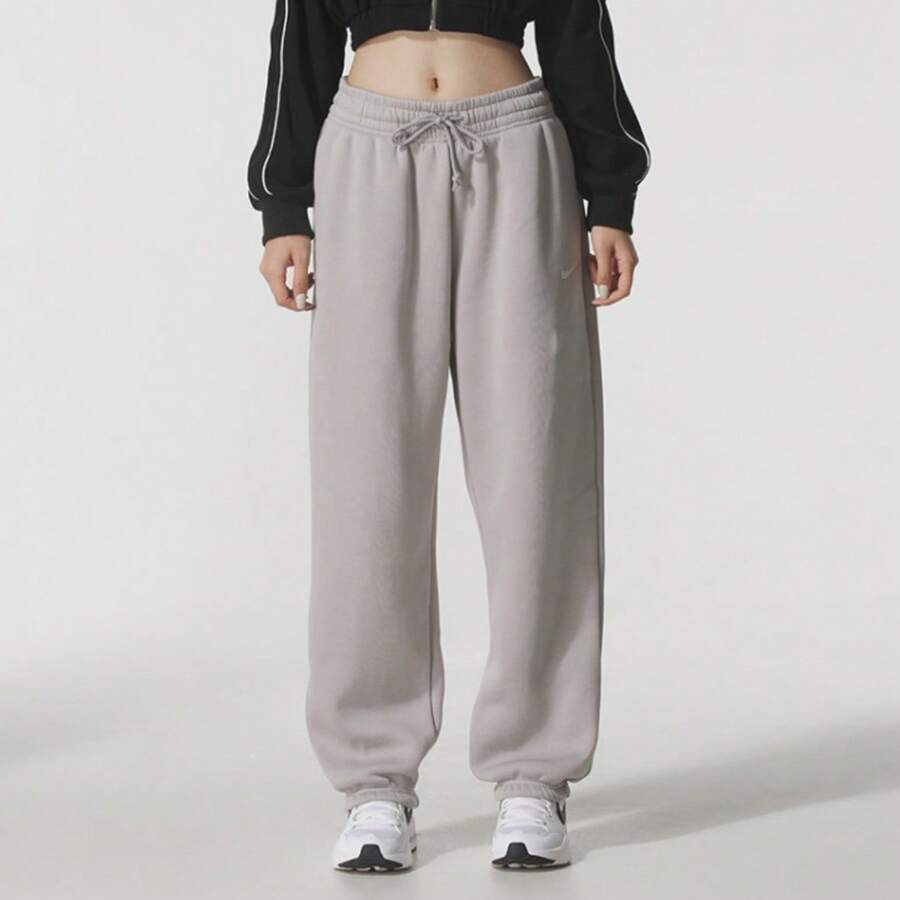 Nike 女士高腰保暖长裤，秋冬新款，宽松版型运动裤，裤脚收口。 - Volcanic Gray - 查看 1