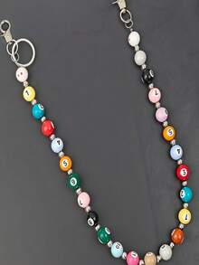 1pc Fashionable Dopamine Billiard Bead Waist Chain, Mini Personalized Niche Pants Chain, Versatile Denim Jeans Accessory, Bohemian - Multicolor - View 5