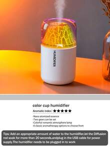 1 pieza Humidificador de volcán colorido de 180ml, adecuado para habitaciones, alimentado por USB, 2 modos de funcionamiento, luz LED de 7 colores, niebla silenciosa, purificador de aire eléctrico para el hogar, lámpara de aroma con efecto de volcán y difusor de aceites esenciales, excelente para la decoración interior - Blanco y Negro - Ver 14