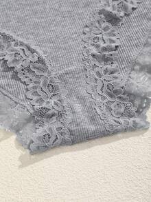 7pcs Solid Color Cotton Lace Patchwork Ribbed Sexy Romantic Comfortable Low Waist Women's Triangle Panties - Multicolor - View 7