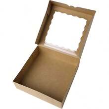 Cajas para galletas, Cajas grandes para tartas, con ventana de PVC, Caja desechable natural para galletas, Paquete - Negro - Ver 4