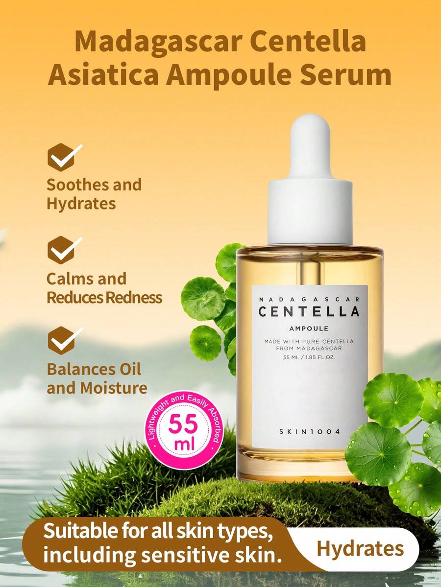 SKIN1004 1瓶（55毫升）马达加斯加积雪草安瓶精华，密集修护屏障精华，适用于干性和敏感性肌肤，舒缓并稳定肌肤 - 積雪草安瓶精華55ml - 查看 1