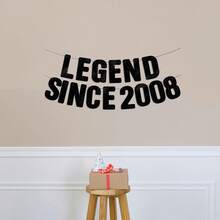 一套“传奇始于2008年”黑色闪光横幅，适合男孩女孩的18岁生日装饰，趣味十足的18岁生日装饰标牌礼物，男女皆宜的18岁生日装饰，18周年纪念派对装饰 - 彩色 - 查看 4