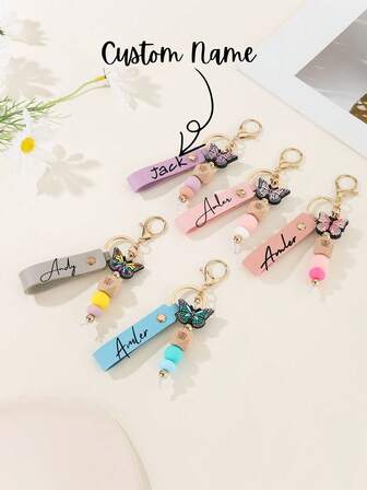 1 Stück personalisierter Namens-Leder-Schlüsselanhänger zur Graduierung, Graduierungsgeschenk, Schlüsselanhänger Abschlussklasse 2026, Schlüsselanhänger mit Armband als Geschenk für sie, Hochschulabschlussgeschenk