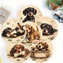 6pcs Cute Dog Pattern Coaster Set, Home Decor Absorbent Silicone Coasters For Tea Cup, Water Glass, Wine Glass, Coffee Mug, Dining Table, Suitable For Home, Party, Kitchen Accessories, All Season - Multicolor - View 14