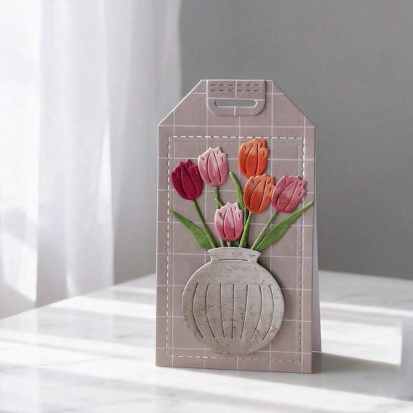 1 Pc Vase And Flowers Scrapbooking Die - Ideal For Papercrafting, Card Making, Scrapbooking And DIY Album Decorating, The Die Features Metal Construction!