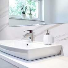 1 Roll Self-Adhesive Ceramic Tile, Cabinet, Countertop Renovation Wallpaper, Waterproof Oil-Proof Kitchen Backsplash Sticker, Marble Pattern Wallpaper Suitable For Bathroom Sink, Marble Wall Sticker - White - View 3