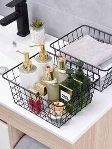 1 st/4 st metalltrådsnät förvaringskorg, järnram för förvaringsfack för badrum, kök - Multifärgad - Visa 4