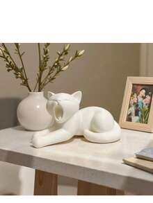 1pc Comfortable Open Mouth Sculpture, Modern Lazy Cat Resin Statue, Anime Theme Collector's Desktop Decoration, Su For Living Room, Office, Study, Bedroom, Ideal Gift For Pet Lovers, Christmas Valentine's Day New Year Home Decoration And Party Decor - Multicolor - View 2