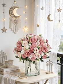 1/3/60件人造牡丹、玫瑰、花苞、繡球花花束，刺繡花卉裝飾，多種花卉組合，適用於情人節、生日派對、婚禮、家居裝飾、餐廳、臥室、窗台、花瓶裝飾、情人節與新年裝飾、戶外花園、返校季及其他場合 - 粉色 - 查看 8