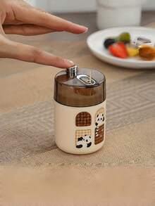 复古卡通熊猫自动牙签盒，适用于家庭、餐厅、酒吧、派对，创意牙签收纳盒，可爱储物盒，桌面装饰配件 - 彩色 - 查看 6