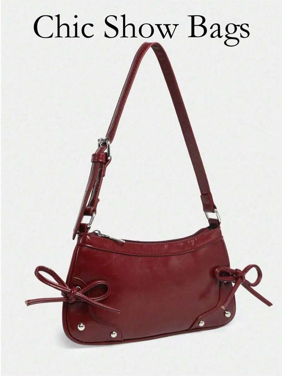 Vintage Schleifendekor Riemen Rot Leopardenmuster Schulter Achsel Baguette Tasche, abnehmbarer Riemen Unterarm Umhängetasche, geeignet für Dates, Ausflüge, Straße, Party. Perfektes Valentinstags-Geschenk für sie, beste Valentinstags-Geschenkwahl. Kann auch als Geschenk zu Thanksgiving, Halloween, Weihnachten verwendet werden.