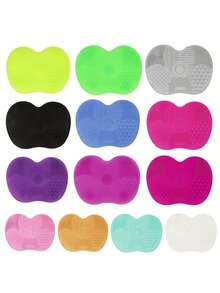 1pc Apple-Shaped Suction Cup Makeup Brush Cleaning Mat, Portable Makeup Brush Cleaning Tool, Makeup Brush Drying Rack - Multicolor - View 8