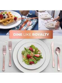 150/100/50/25/10pcs Rose Gold Flatware Set, Includes Cake/Salad Forks, Spoons, Plastic Material Reusable And Washable Cutlery Set, Suitable For Home, Restaurant, Wedding, Outdoor, Birthday, Party, Holiday Gathering, Kitchen Accessories, Valentine's Day, Back To School Party, Dinnerware Set, Kitchen & Dining - Rose Gold - View 5