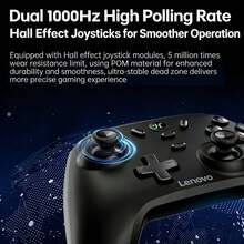 Lenovo S07 Pengontrol Gaming yang Nyaman, Nirkabel Tiga Mode, Daya Tahan Baterai Sangat Lama, Desain Ringan, Sempurna untuk Bermain Maraton, Kompatibel dengan Nintendo Switch, PC, dan Ponsel, Hitam - Hitam - View 9