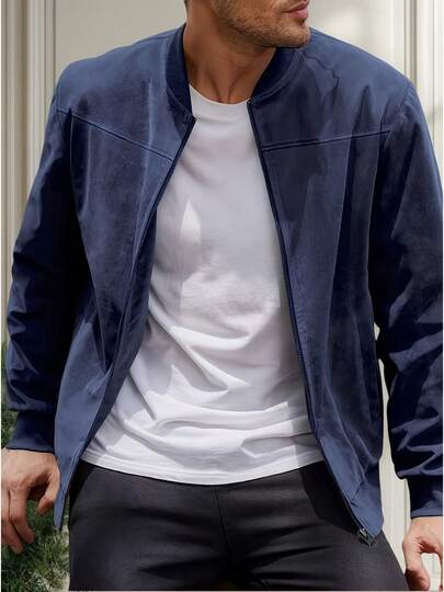 TendenciaChaqueta Casual Retro De Terciopelo Con Cremallera HombreCalidad premium