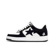 A BATHING APE Bape Lace-Up Metal Eyelet Casual Sneakers, Suitable For Home Wear, All Seasons - Black and White - View 10