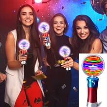 LED旋转灯棒，LED彩色旋转棒，炫彩旋转灯光秀，适用于音乐节、生日派对、婚礼、庆典和特殊场合，创意礼物，适合作为儿童/家人/朋友的生日礼物装饰道具（不含电池）