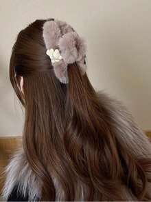 后脑勺发夹，可爱小熊抓夹，可爱发夹，冬季头饰发夹，气质后脑勺发爪，节日装饰头饰，外出必备优雅爪夹度假发饰 - 彩色 - 查看 6