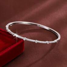 1pc Fashionable Geometric Polka Dot Design Cubic Zirconia Inlaid Women Bracelet