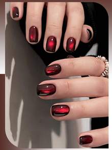 1pc/3pcs 15ml Red Glass Bead Cat Eye Gel Nail Polish, 2026 Autumn/Winter New Cherry Wine Red Cat Eye Butterfly Bottle Manicure, Valentine's Day Nail Art - Burgundy - View 6