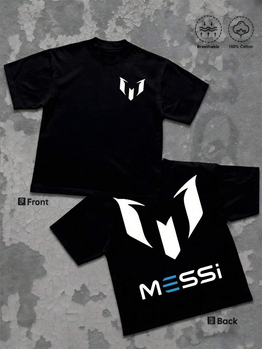 1pcs White Trident Men's 220g T Shirt  100% Cotton Y2K Swag Men Clothes, Vintage Sade Double Sided Graphic TShirt, Athlete Inspired Printed T Shirt Gifts For Men - Black - View 1