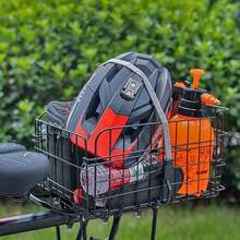 Cesta trasera plegable para bicicleta, alambre metálico, negro, montaje en portaequipajes, universal - Albaricoque - Ver 6