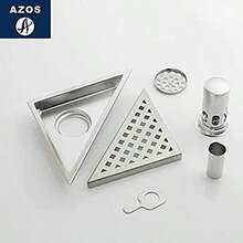 AZOS Drenaje de Piso, Desage de Piso Empotrado de azulejo Cepillado Desage de desage de bao de Acero Inoxidable 304, tringulo (165 x 233 mm) - plata cepillada 3 - Ver 7