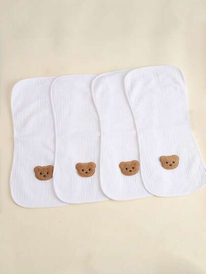 4pcs/Set Baby Muslim Cotton Burp Cloths, Soft, Comfortable, Pure Cotton, Breathable, Absorbent, Unisex
