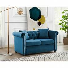 Scotia 2 Seater Sofa Blue Velvet - Blue - View 8