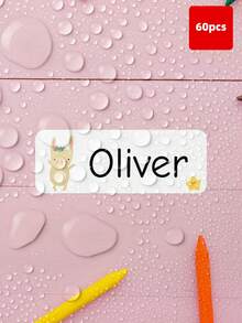 1-240pcs Personalized Name Labels - Transparent Labels, Waterproof & Oilproof Stickers, Custom Text Labels, Cute Pattern Labels, For Back To School, Lunch Boxes, Water Bottles, Backpacks, Gym Bags, School, Kindergarten, Daycare, Camp Essentials