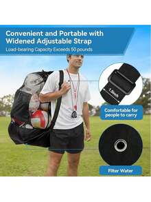 1 chiếc túi đựng bóng đá, bóng rổ, bóng chuyền, tennis dung tích lớn, có dây rút, túi đựng đồ thể thao xách tay có quai đeo vai. - màu đen - Xem 9