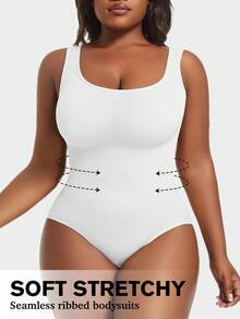 1 bộ áo liền thân không đường may cỡ lớn, màu trắng, có chức năng thắt eo, định hình bụng và nâng mông, hiệu PAUKEE - trắng - Xem 5