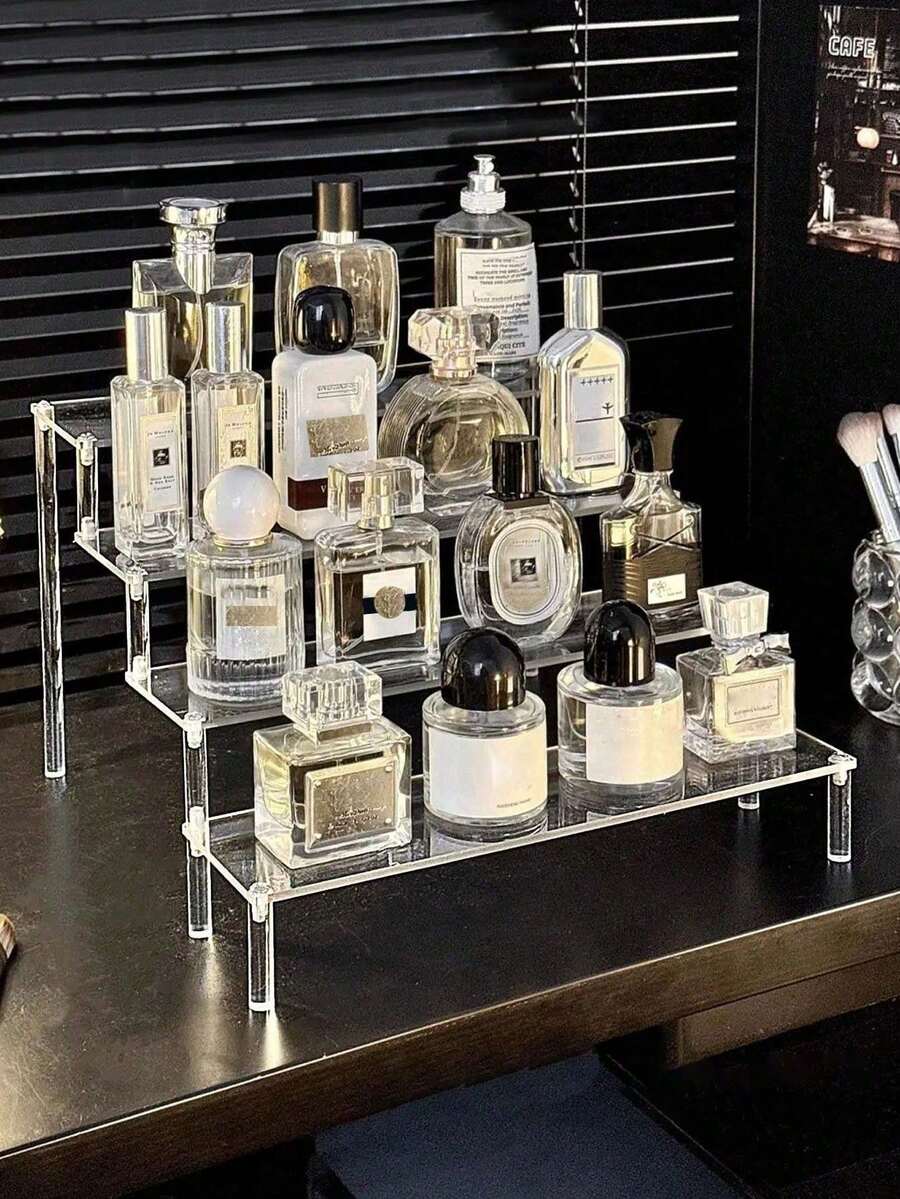 亚克力透明展示架，适用于化妆品、香水、摆件、古董收纳架、盲盒架、多层展示架、多功能桌面摆件、纸杯、蛋糕架 - 無色 - 查看 1