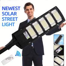 100000LM Solar Street Lights Outdoor, Commercial Parking Lot Light, 6500K Dusk To Dawn IP65 Security Flood Lights Motion Sensor Led Lamp For Basketball Court, Road, Yard - 黑色 - 查看 9