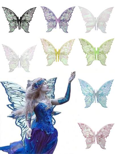 [Princess Fairy Full Set] Magic Forest Princess Fairy Costume, Includes Complete Party Wing Set, Dreamy Outfit With Adjustable Straps, Suitable For Weddings, Birthdays And Theme Events, Versatile Celebration Attire For All Ages
