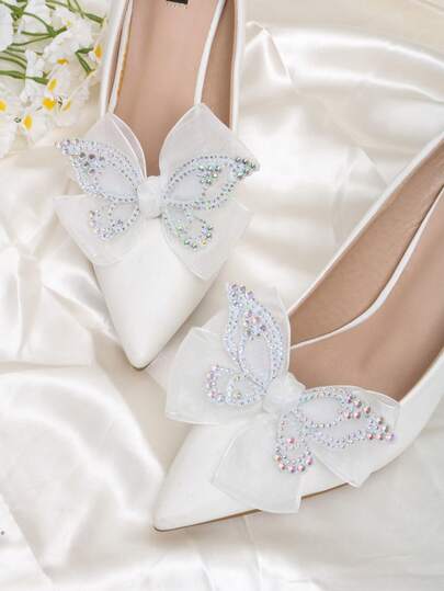 2pcs Detachable DIY Shoe Accessories, Fashion Elegant Butterfly Shaped Shoe Clips, Suitable For High Heels, Sandals, Shoes, Bags, Clothing Accessories For Party, Date, Travel