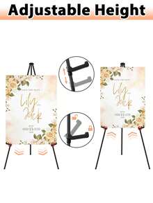 1 pieza Caballete de exhibición plegable, Caballete trípode portátil, Caballete de metal ajustable en blanco/negro, Adecuado para letreros de boda, carteles, pinturas, anuncios de ceremonias, regreso a la escuela, exhibiciones de pancartas de cumpleaños - Multicolor - Ver 5