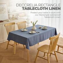 Faux Linen Waterproof Tablecloth,Denim Blue,84\ X 60\ (Rectangular),DenimBlue84inchx60inchRectangular - DenimBlue84inchx60inchRectangular - View 3