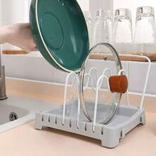 1pc Pull-Out Pot & Pan Organizer Rack For Cabinet, With Sliding Lid Holder And Pot Rack, Allows Storage Of Pot Lids, Bakeware, Utensils Inside The Kitchen Cabinet - White - View 4