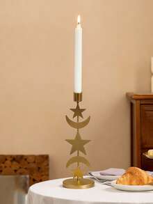 1 Stück Mond- und Stern-förmiger Kerzenthalter - geeignet für Spitzkerzen, Eisenkerzenhalter, zylindrische Kerzenhalter, moderne Heim-Dekoration Kamin, Hochzeit Esszimmertisch Kerzenhalter, Mond-förmiges Ornament, europäischer Stil Party-Dekoration, Ins-Stil Heim-Dekoration, Heim-Zimmer-Dekoration, Küchen-Esszimmertisch-Dekoration, Valentinstag Geschenk, Party-Gastgeschenk, geeignet für Küche, Party, Esszimmer und mehr - Verschiedenfarbig - Übersicht 6