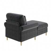 Upholstered Chaise Longue, Folding, Comfortable For Reading, In Velvet, Pouf Chair In The Living Room And Bedroom, Beige, Grey.