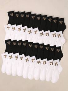 20 đôi tất ngắn co giãn họa tiết da báo, nơ và trái tim dành cho bé gái, thích hợp mặc hàng ngày và đồng phục học sinh (1-16 tuổi), bán chạy. - Nhiều màu - Xem 3