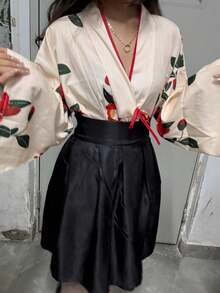 Bộ trang phục kimono cổ điển dễ thương và tươi tắn dành cho bé gái, kiểu dáng cải tiến, thích hợp cho các lễ hội, tiệc tùng, biểu diễn, dạ hội, sân khấu. Bao gồm áo và váy. - Nhiều màu - Xem 13