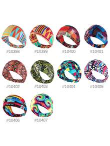 2pcs Geometric Pattern Bohemian Polyester Hair Ties, All Season